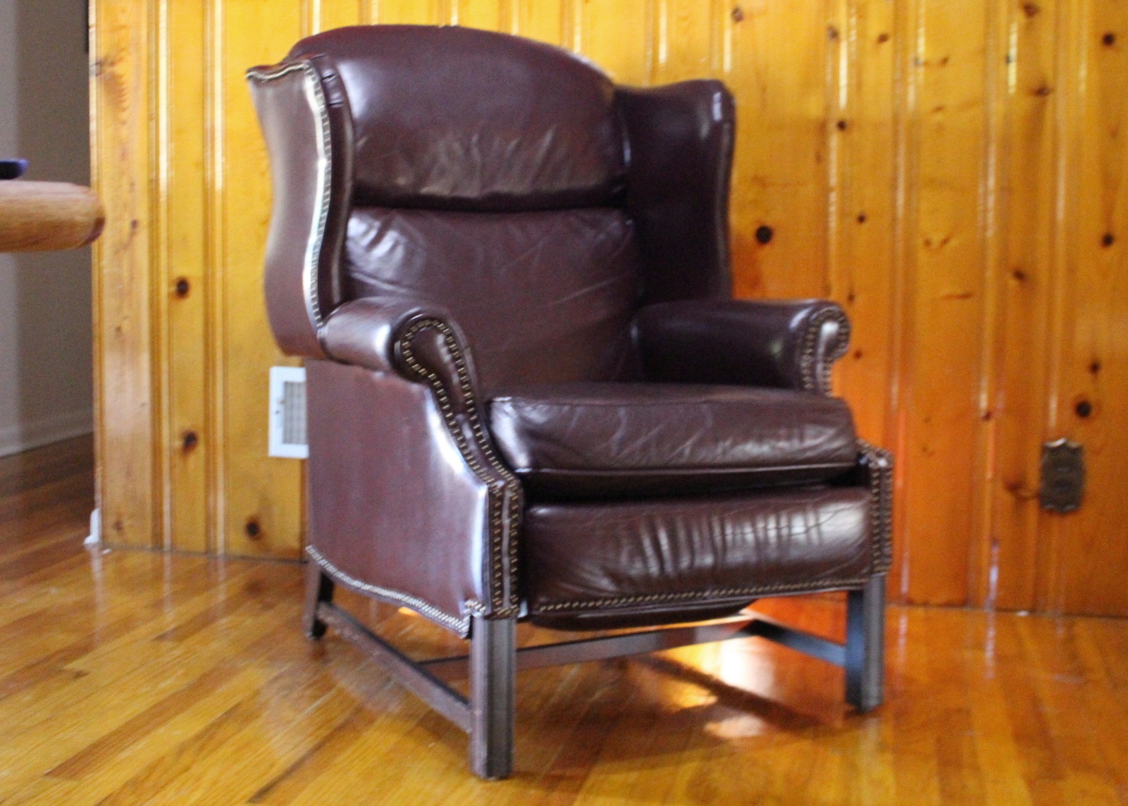 Burgundy Leather Barcalounger Wingback Recliner