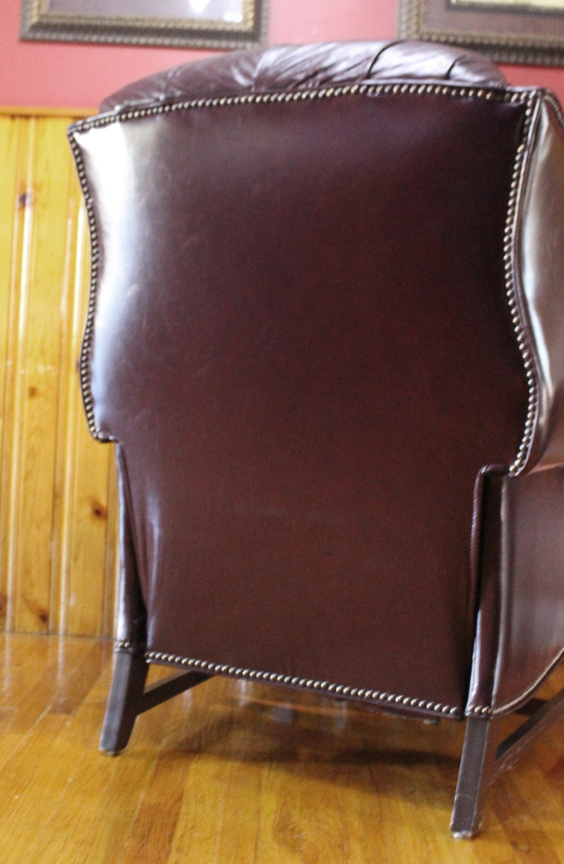 Burgundy Leather Barcalounger Wingback Recliner