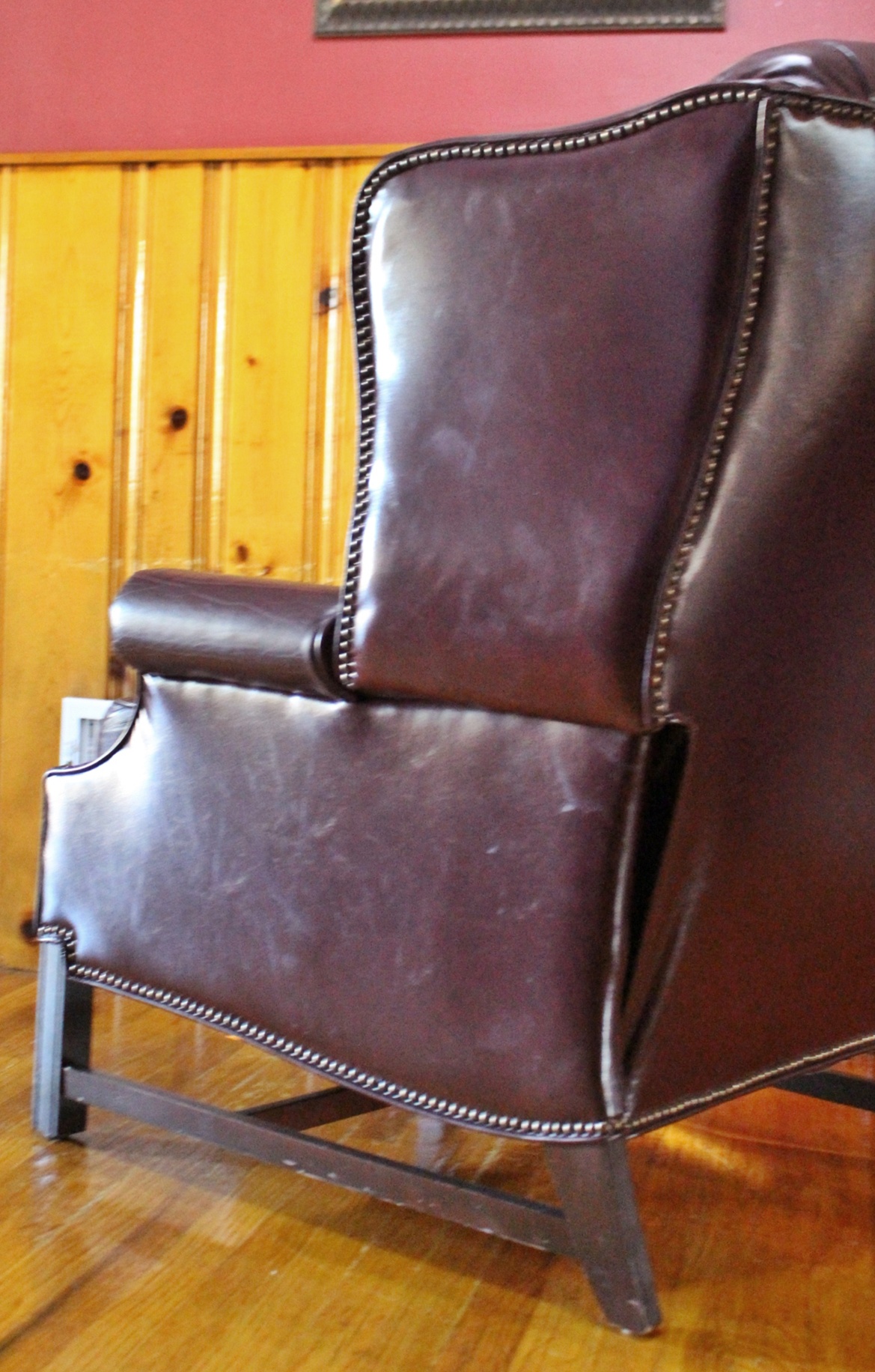 Burgundy Leather Barcalounger Wingback Recliner