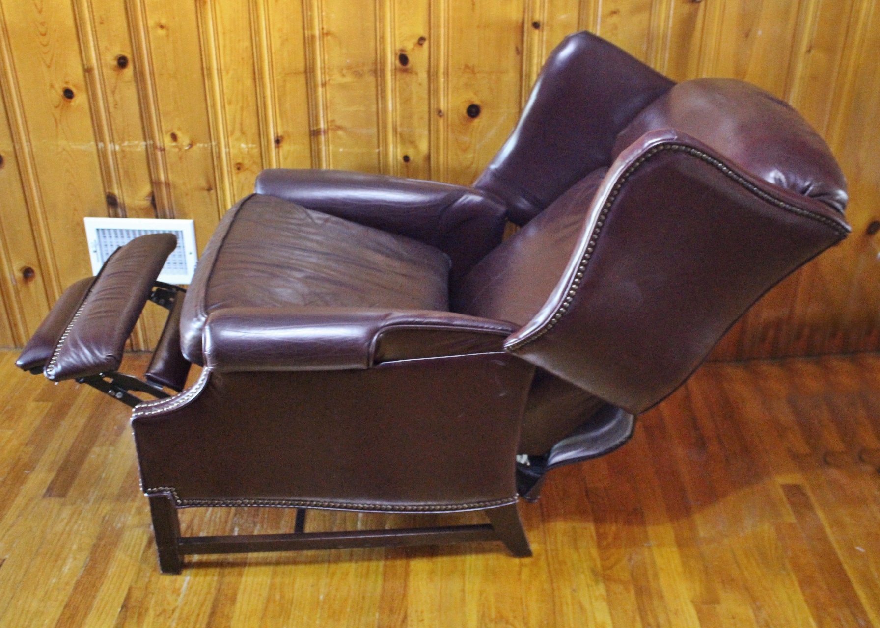 Burgundy Leather Barcalounger Wingback Recliner