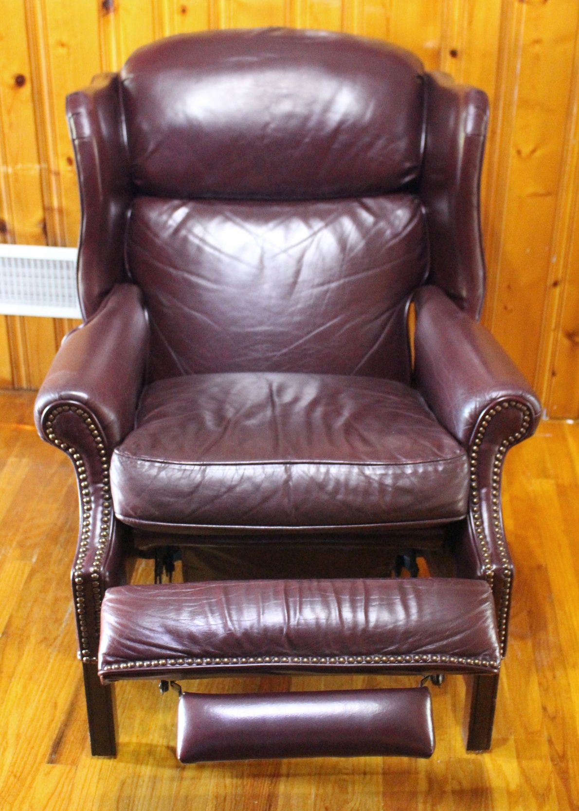 Burgundy Leather Barcalounger Wingback Recliner