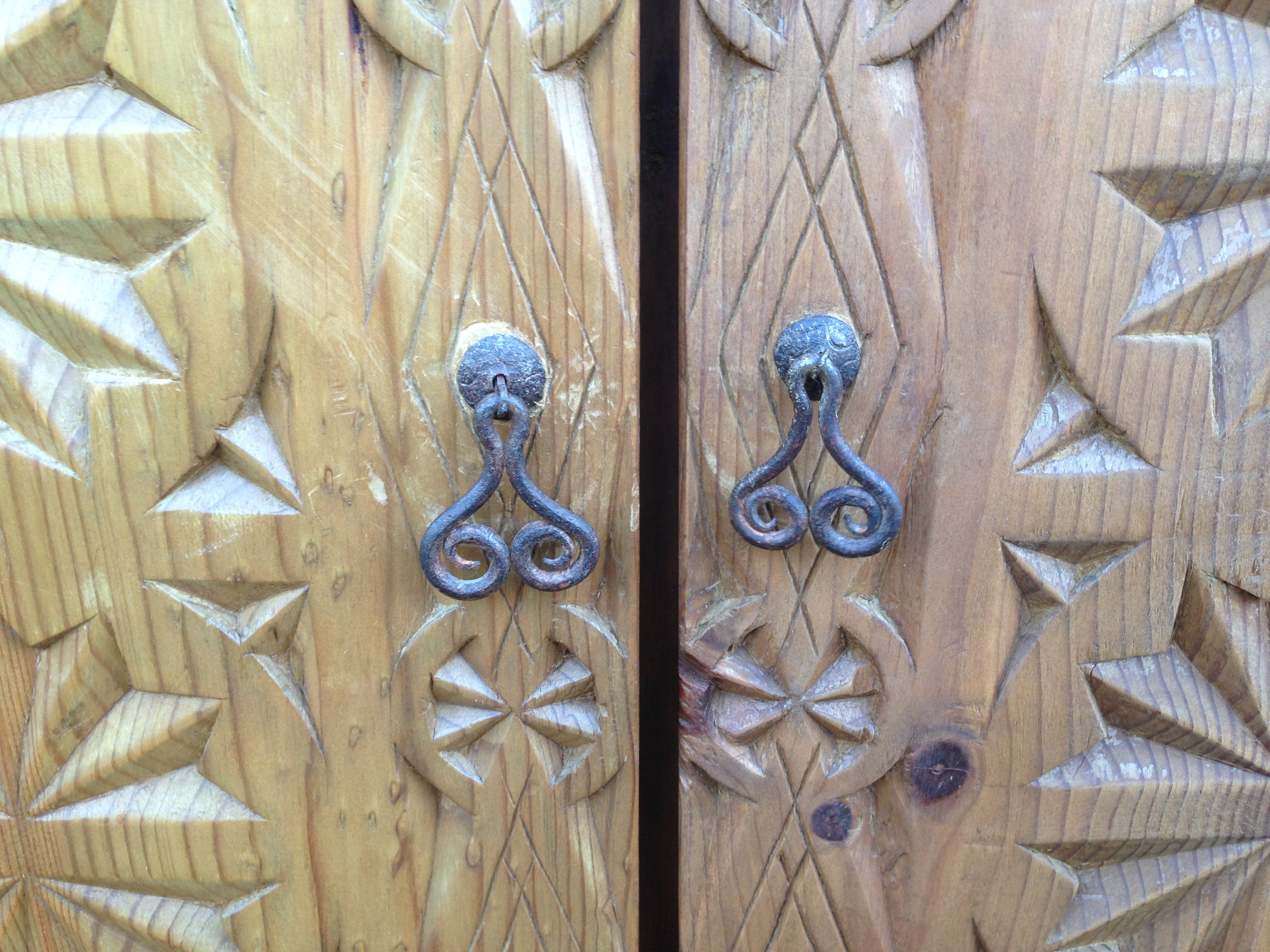 Rustic Hand Carved Mexican Cabinet on Stand