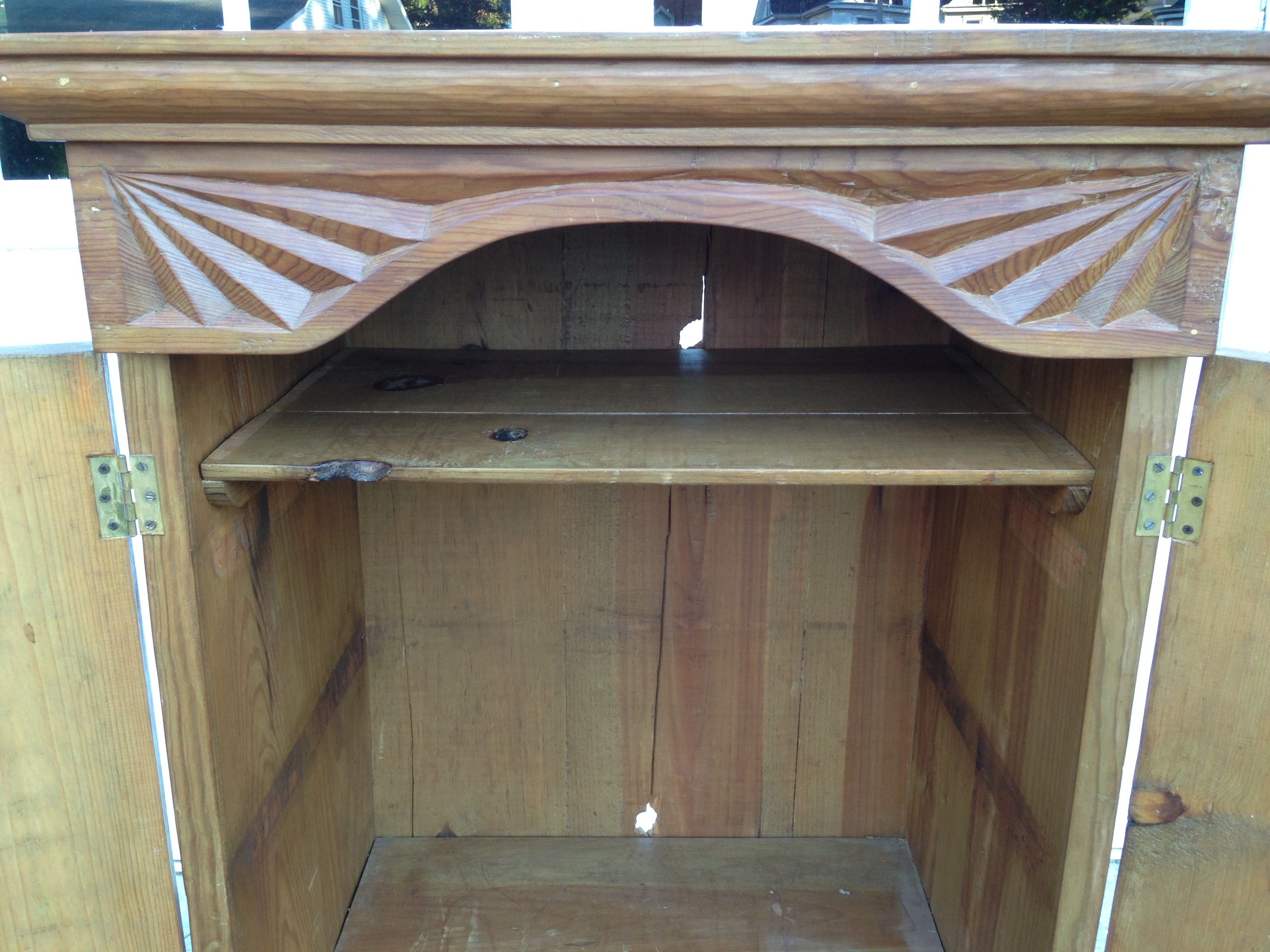 Rustic Hand Carved Mexican Cabinet on Stand