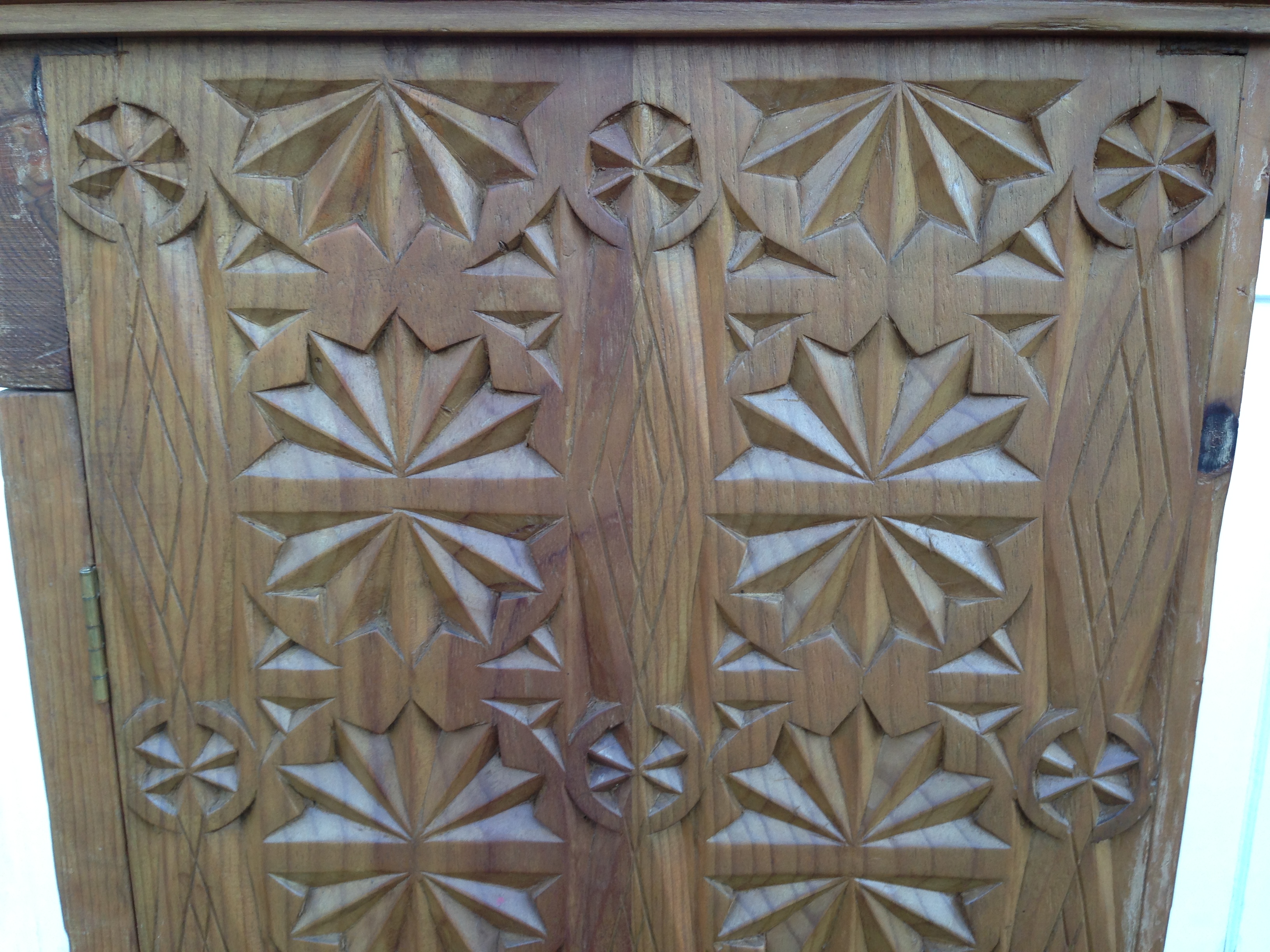 Rustic Hand Carved Mexican Cabinet on Stand