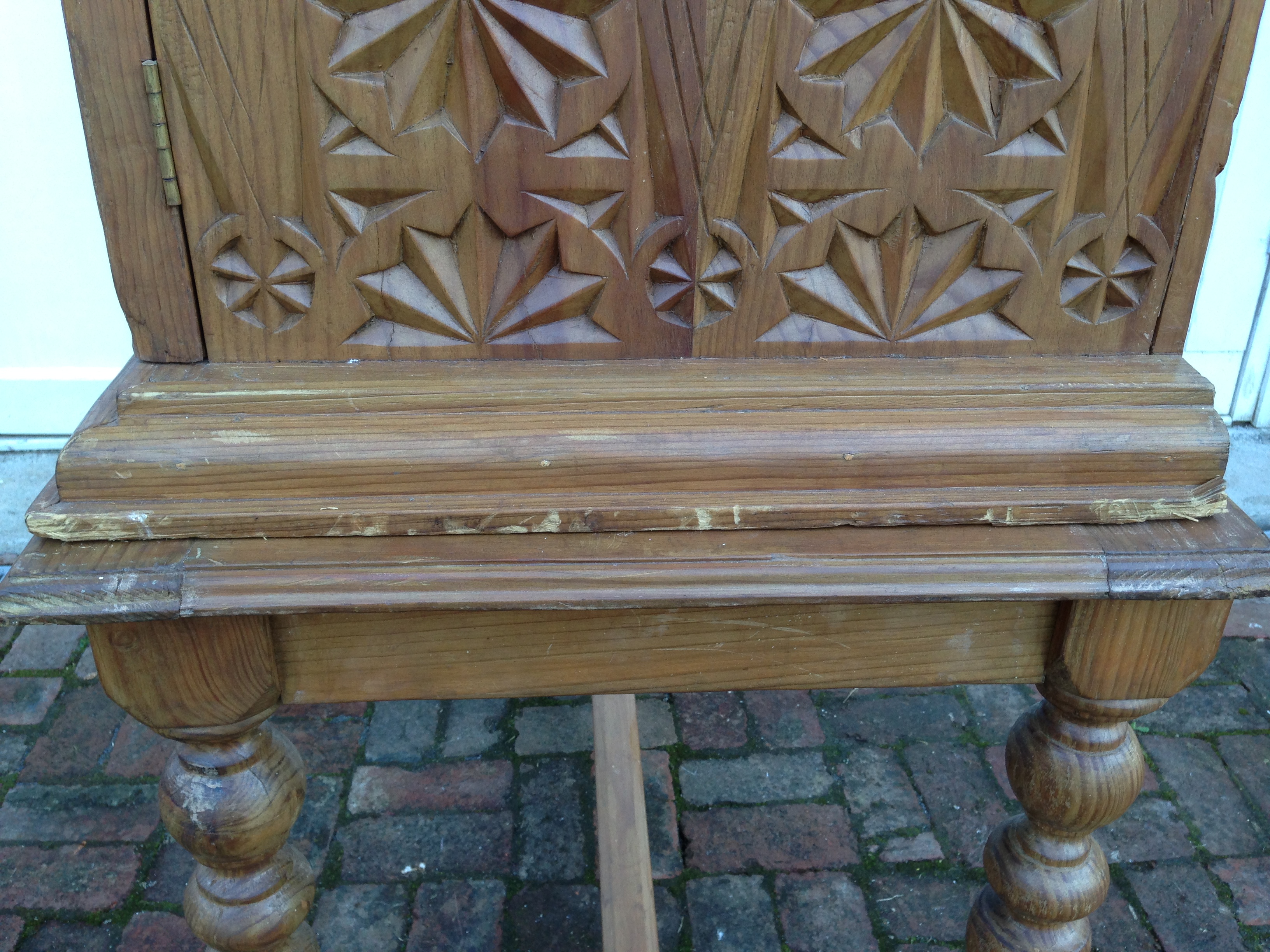 Rustic Hand Carved Mexican Cabinet on Stand