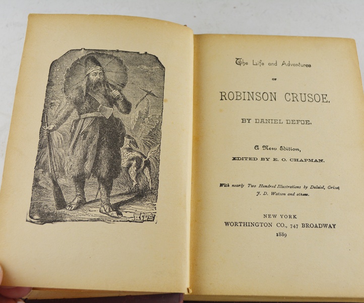 Vintage "Robinson Crusoe" Hardcover Book, Copyright 1889