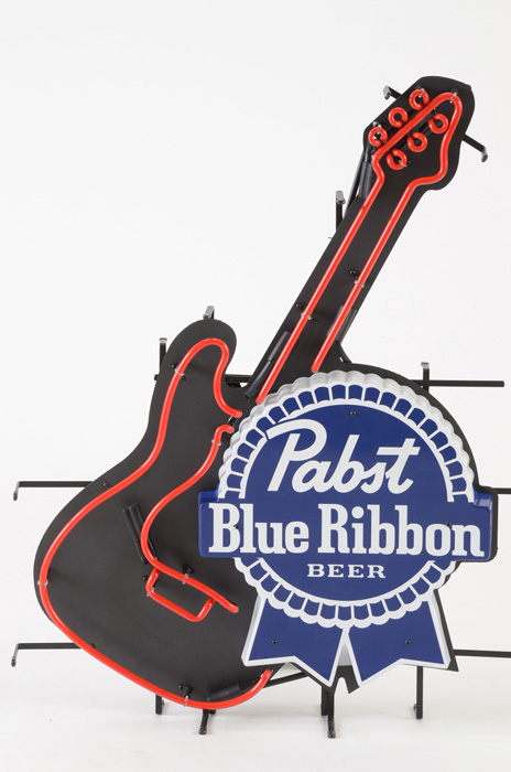 Contemporary Pabst Blue Ribbon Guitar Neon Light