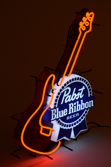 Contemporary Pabst Blue Ribbon Guitar Neon Light