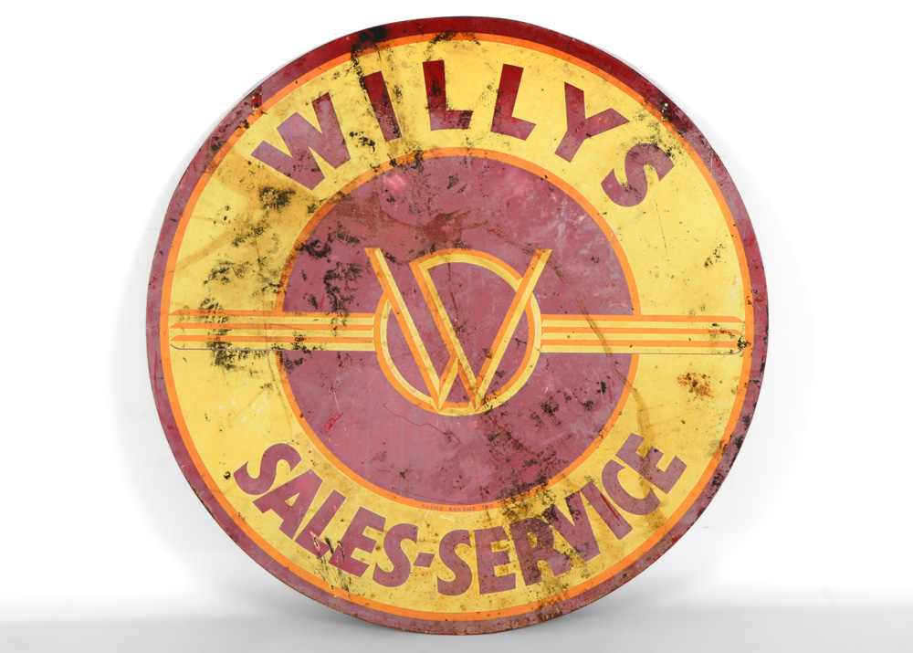 Vintage Willys Sales and Service Metal Sign