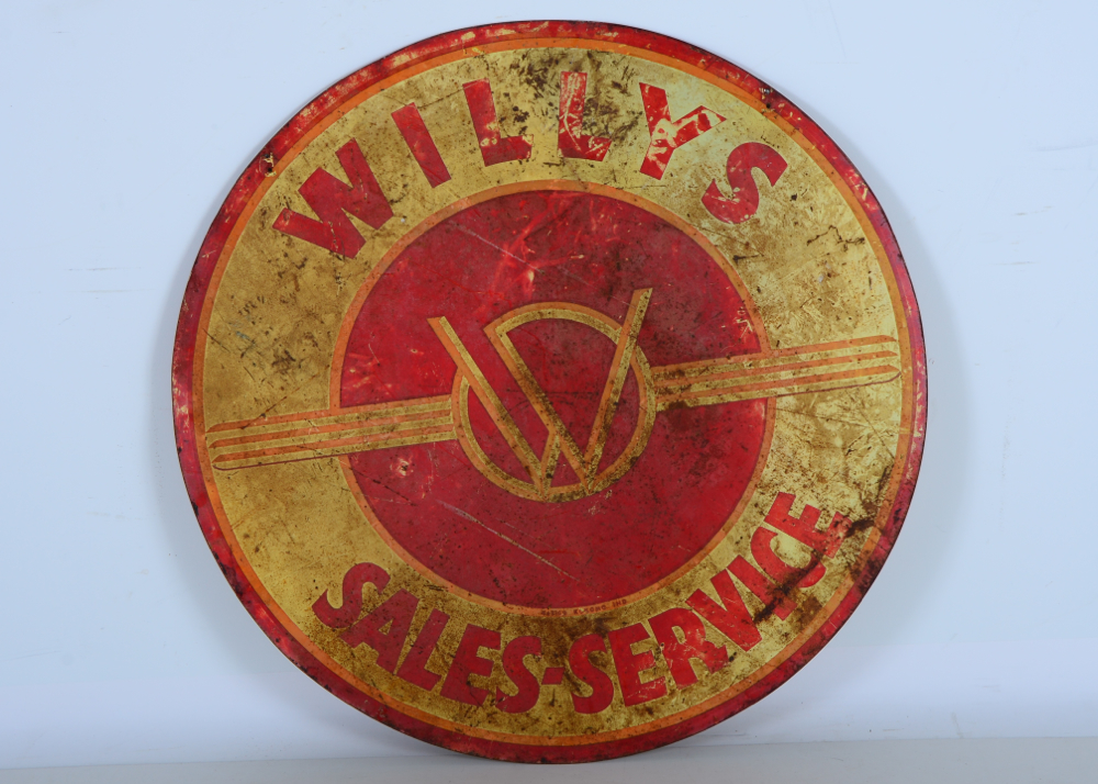 Vintage Willys Sales and Service Metal Sign