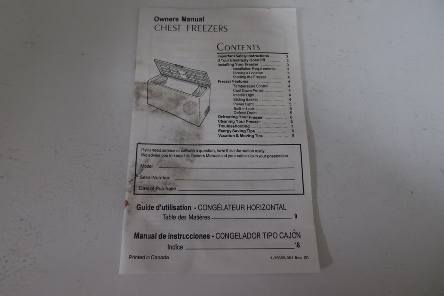 W.C. Wood Chest Freezer Model C07NAS