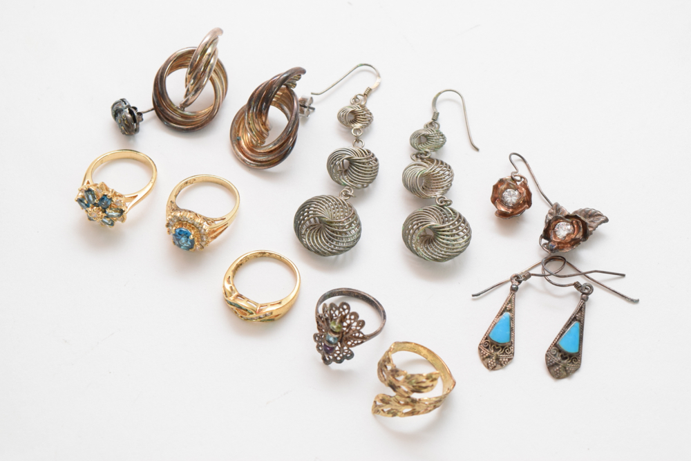 Assortment of Gold and Silver Plated Jewelry