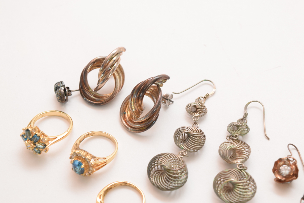 Assortment of Gold and Silver Plated Jewelry