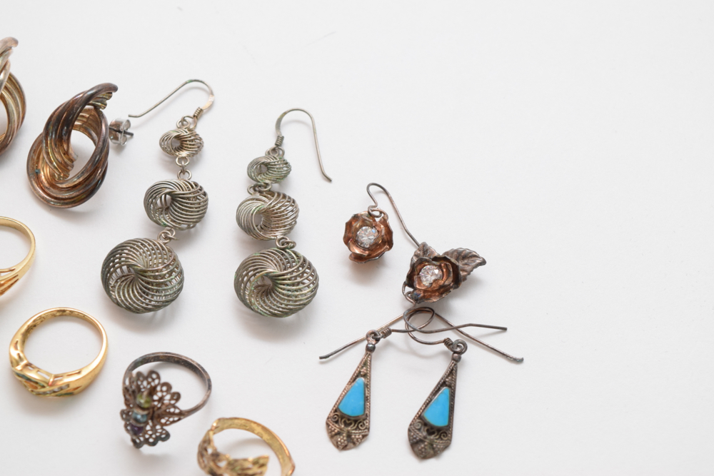 Assortment of Gold and Silver Plated Jewelry