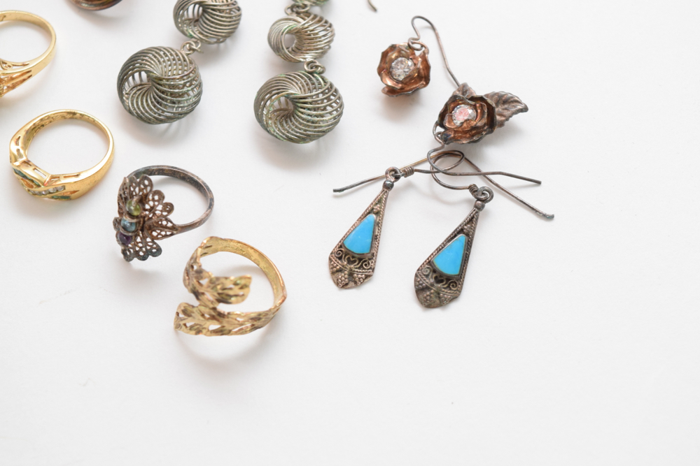 Assortment of Gold and Silver Plated Jewelry