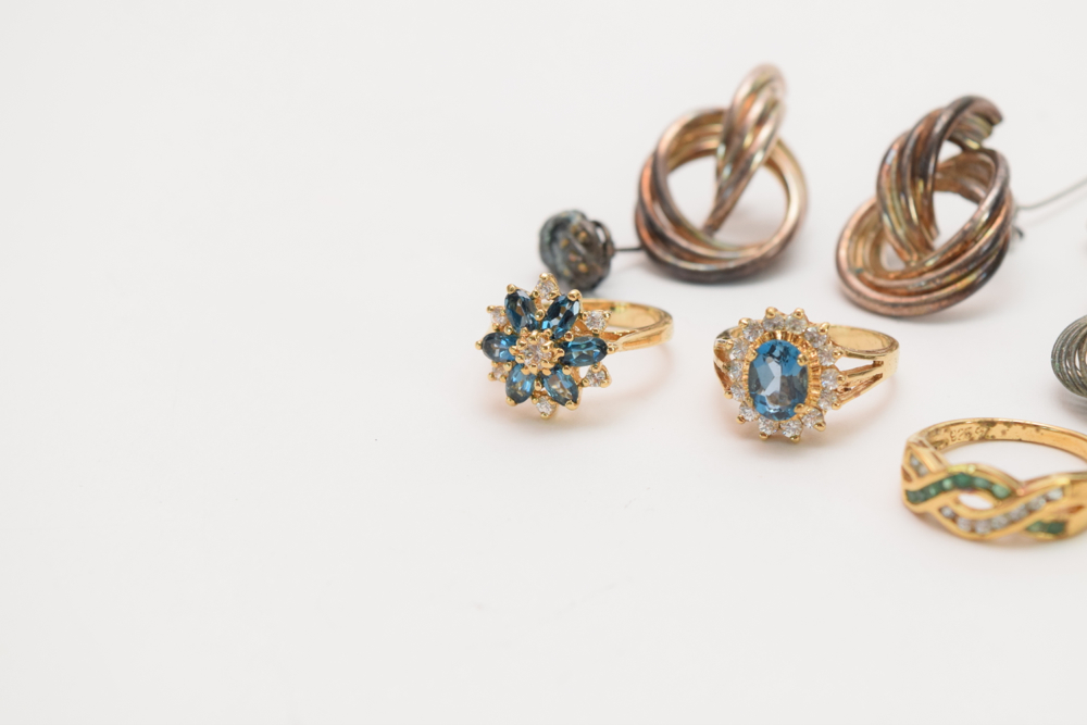 Assortment of Gold and Silver Plated Jewelry