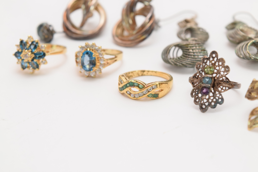 Assortment of Gold and Silver Plated Jewelry