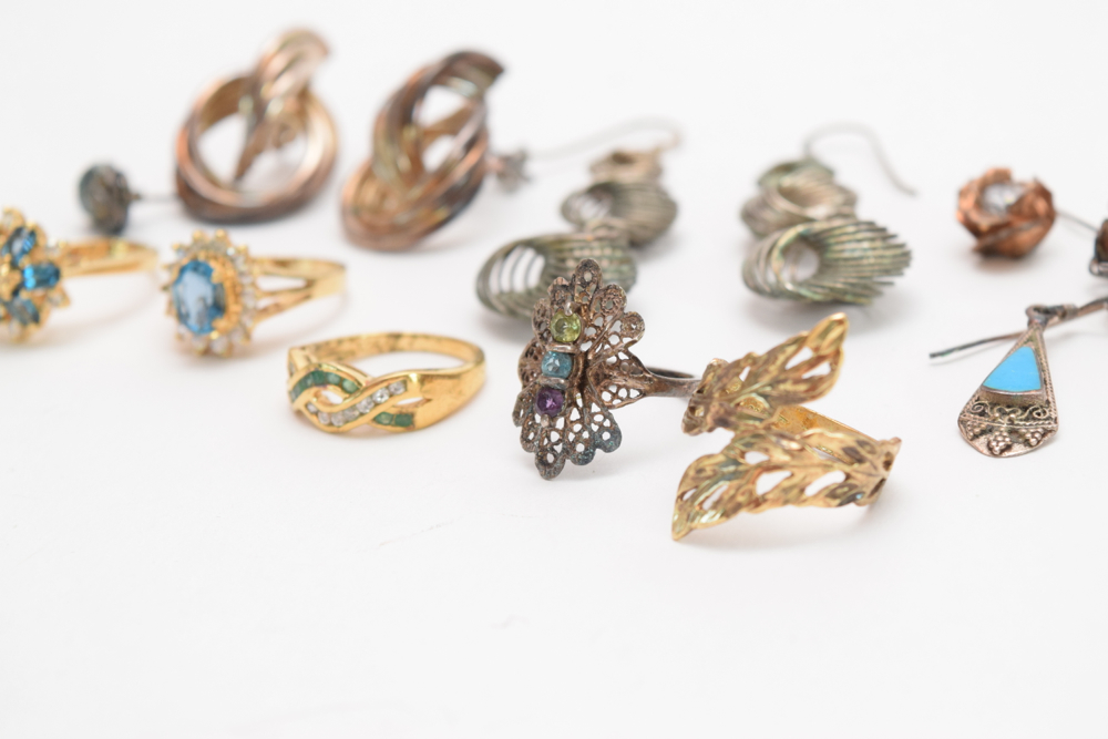 Assortment of Gold and Silver Plated Jewelry