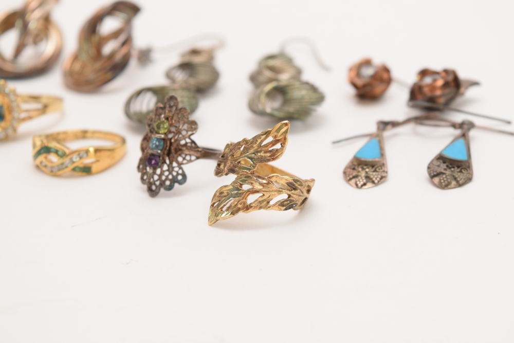 Assortment of Gold and Silver Plated Jewelry