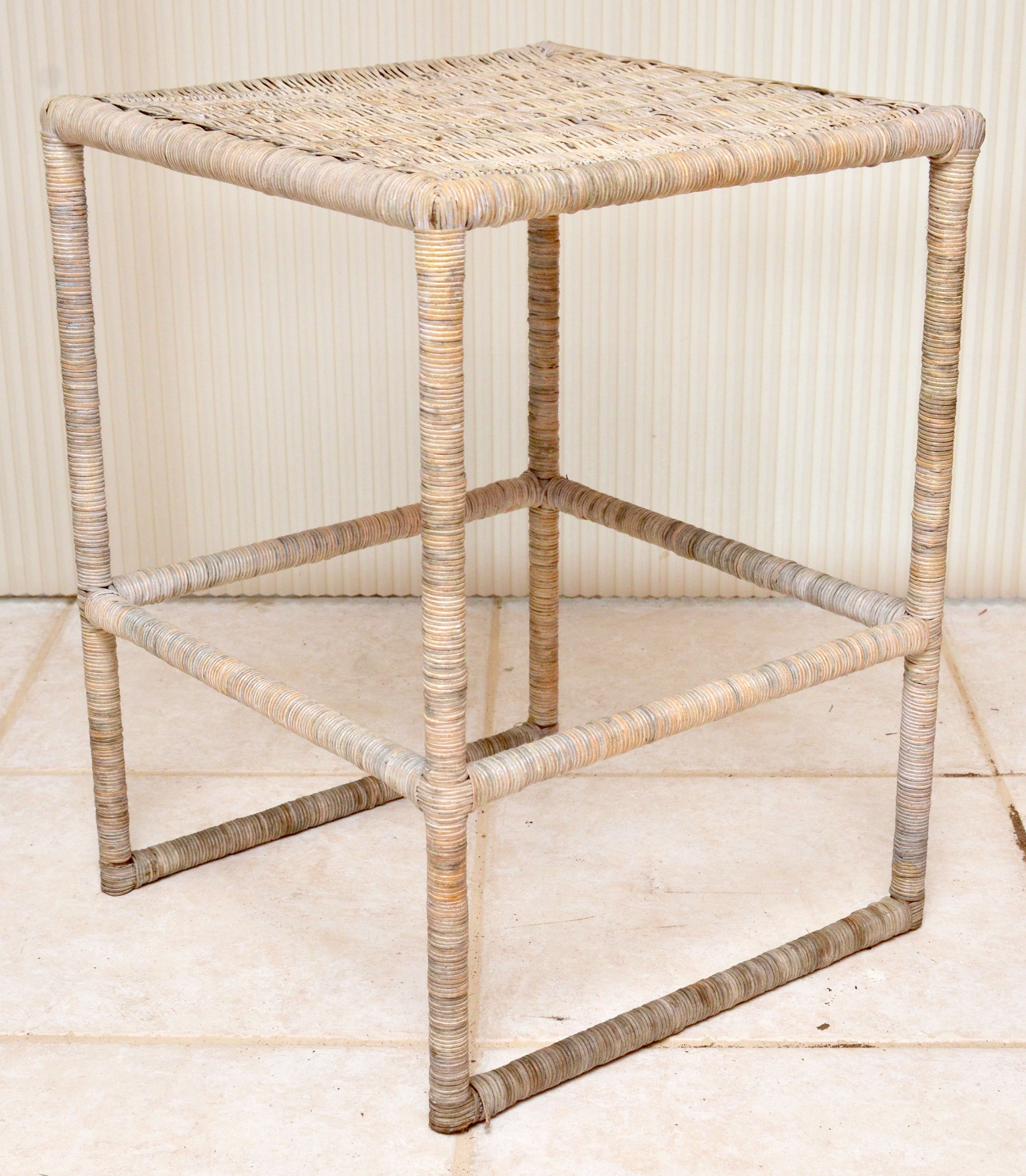Pair of Square Wicker Tables