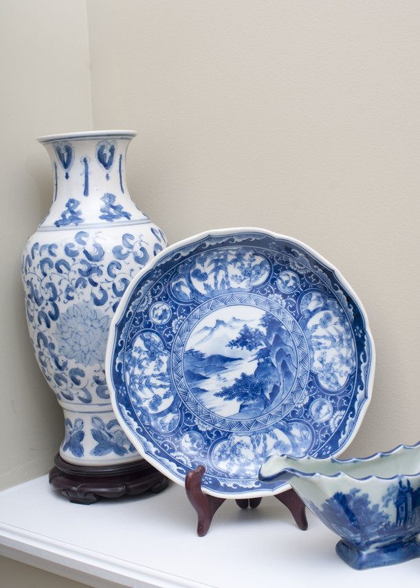 Collection of Blue and White Decorative Items