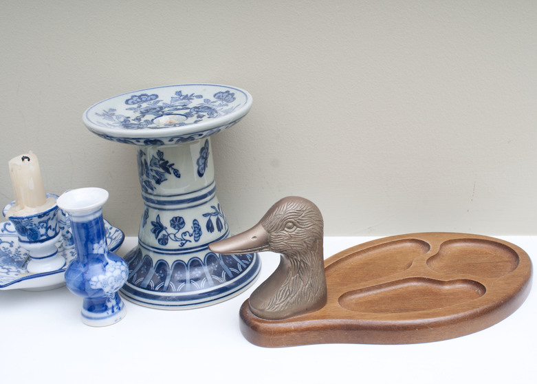Collection of Blue and White Decorative Items