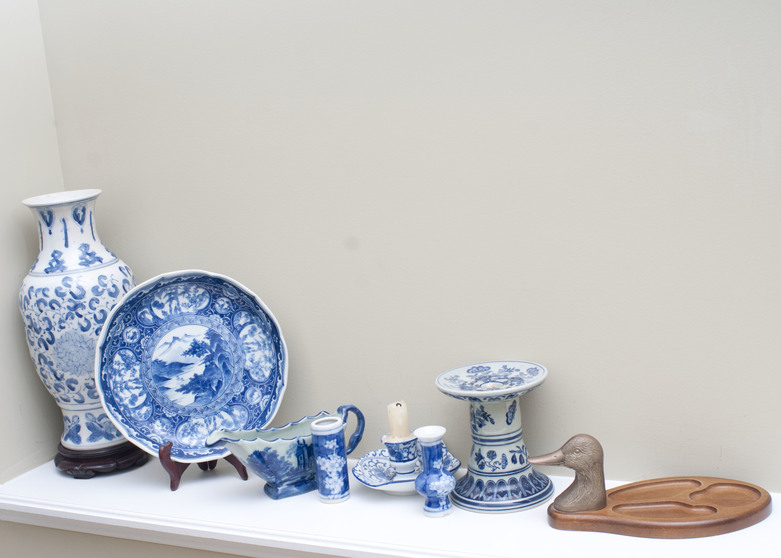 Collection of Blue and White Decorative Items