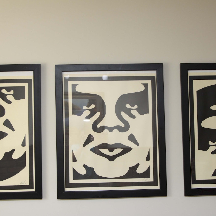 Signed Shepard Fairey 'Andre The Giant' Triptych Print