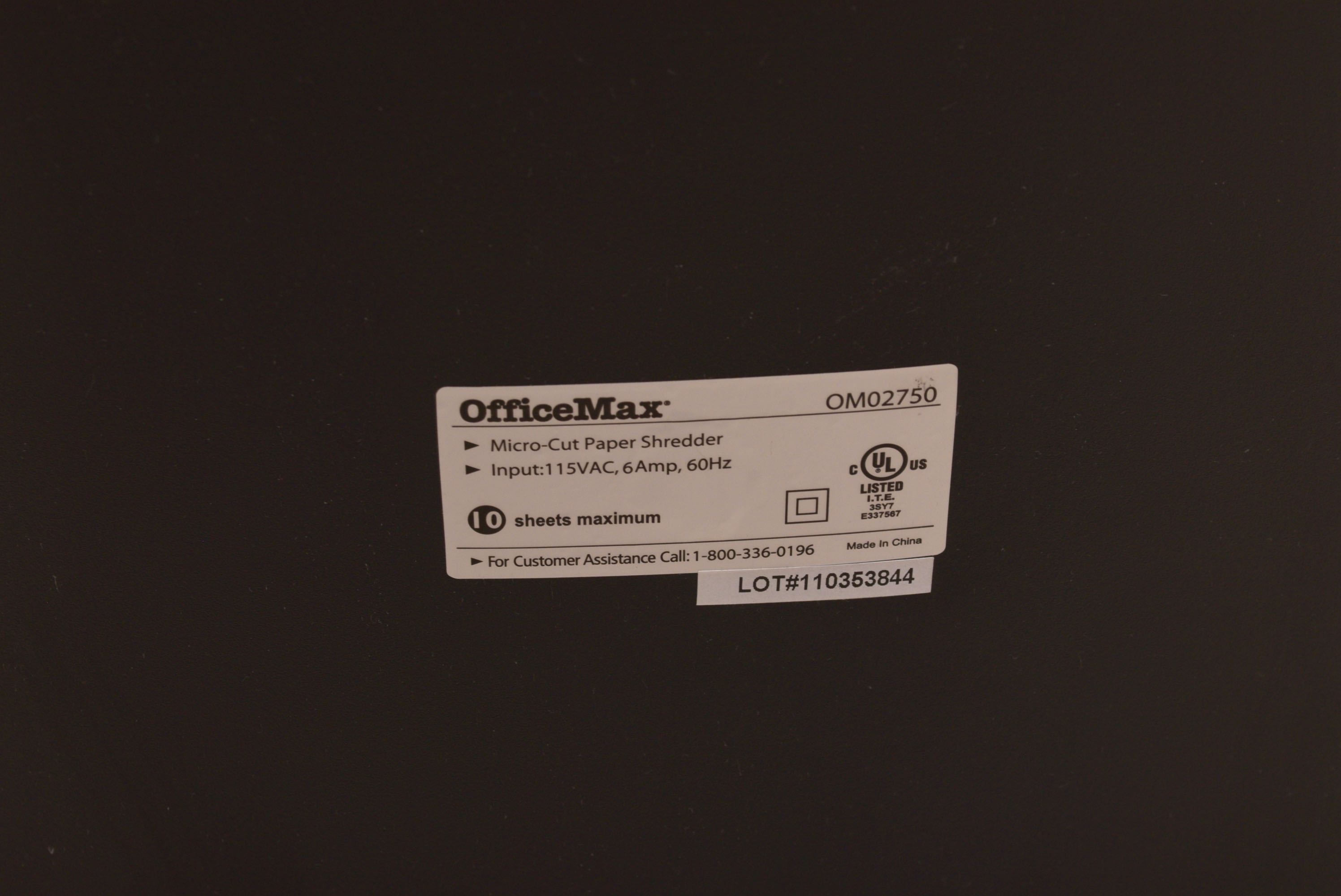Office Max Microcut Paper Shredder
