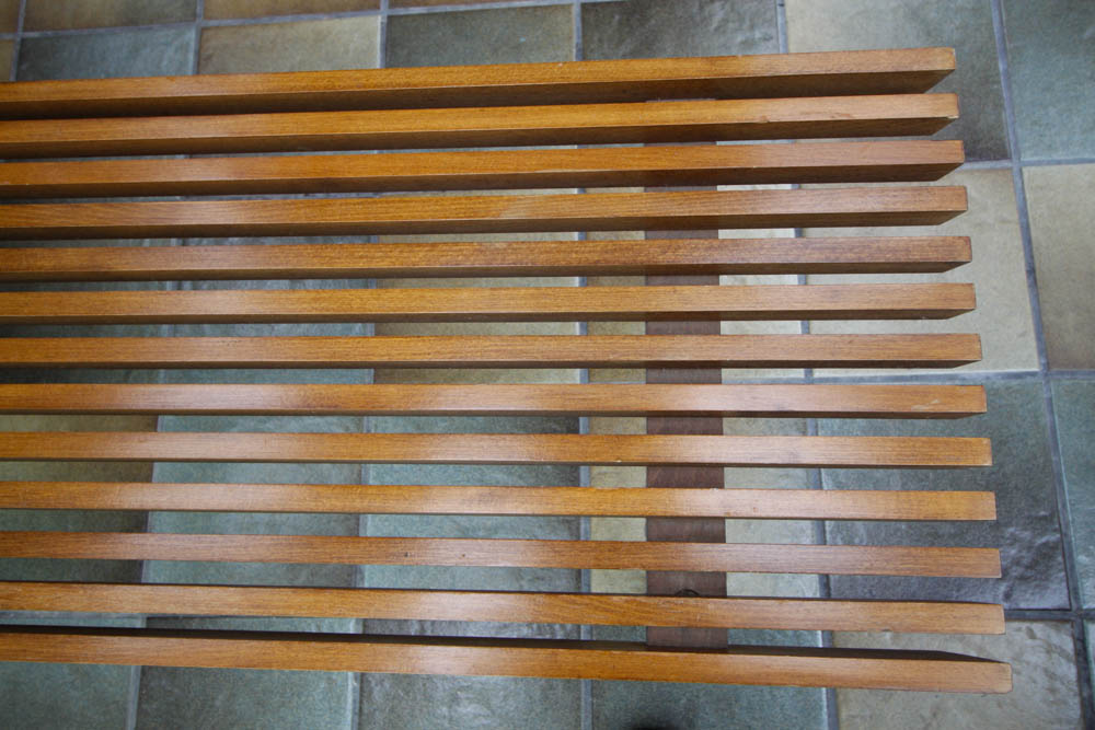 Vintage Mid Century Modern Slat Bench