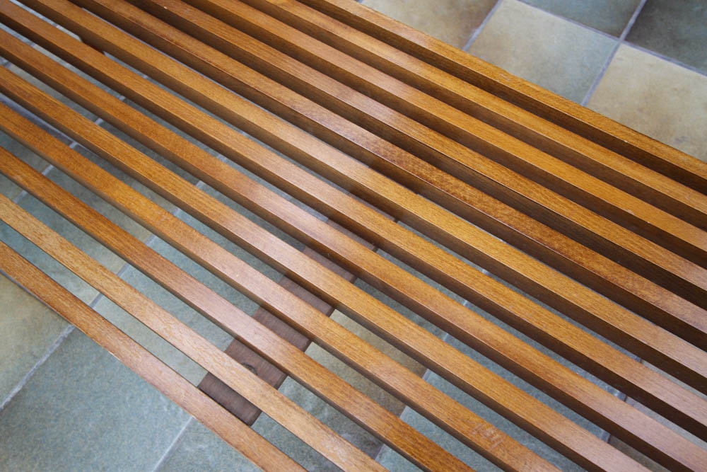 Vintage Mid Century Modern Slat Bench