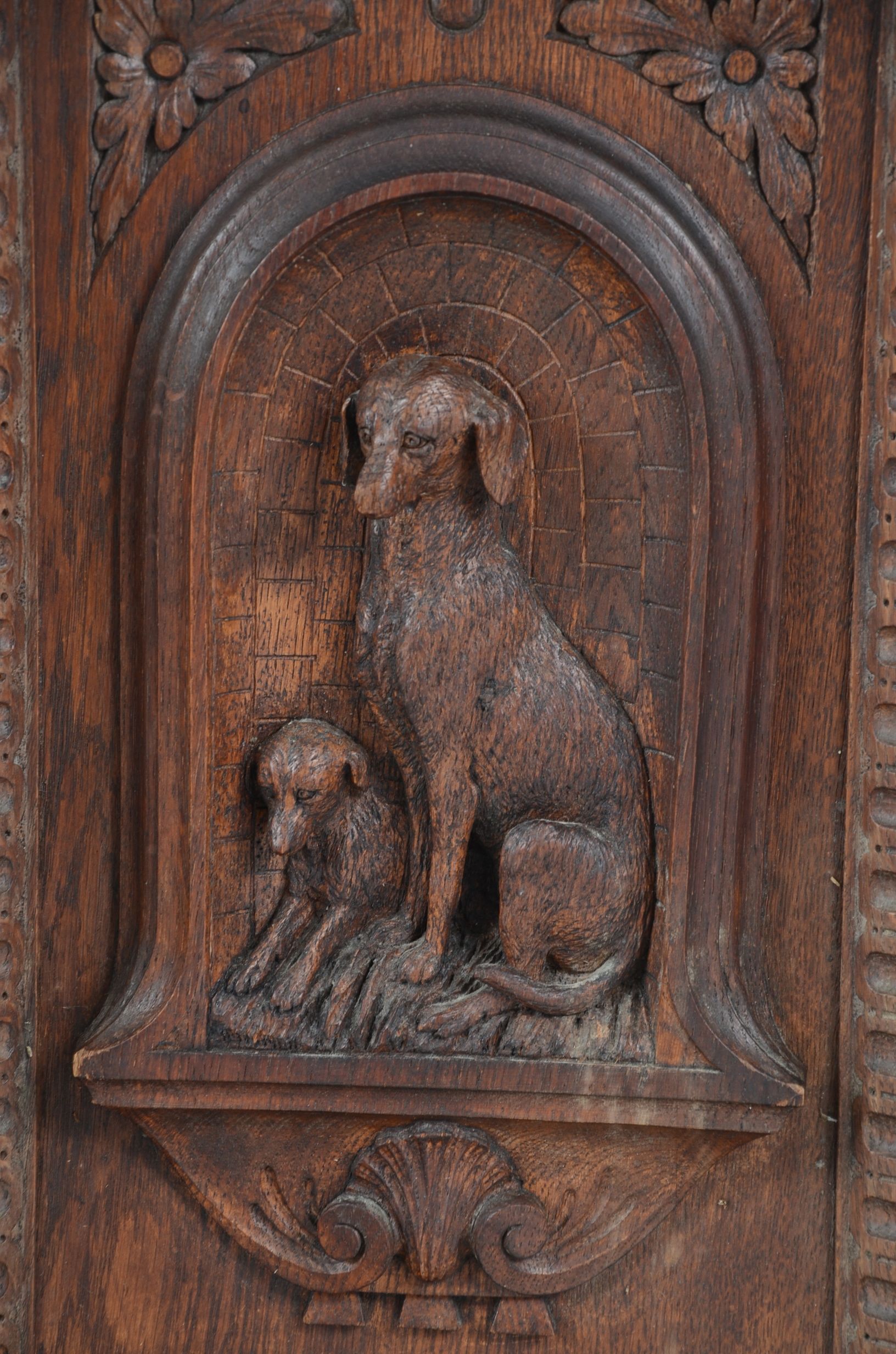 Renaissance Style Desk With Carved Dog Motif