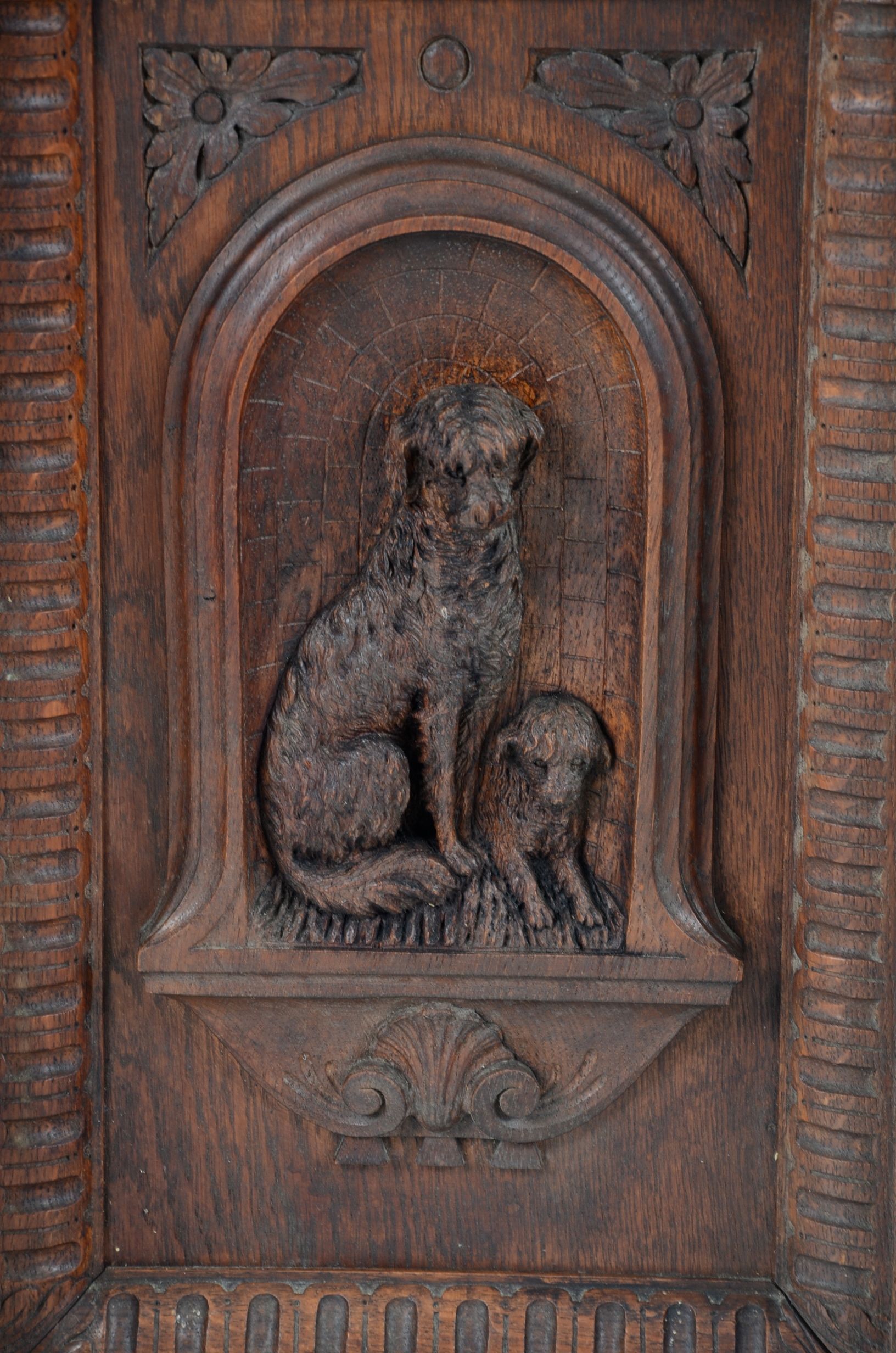 Renaissance Style Desk With Carved Dog Motif