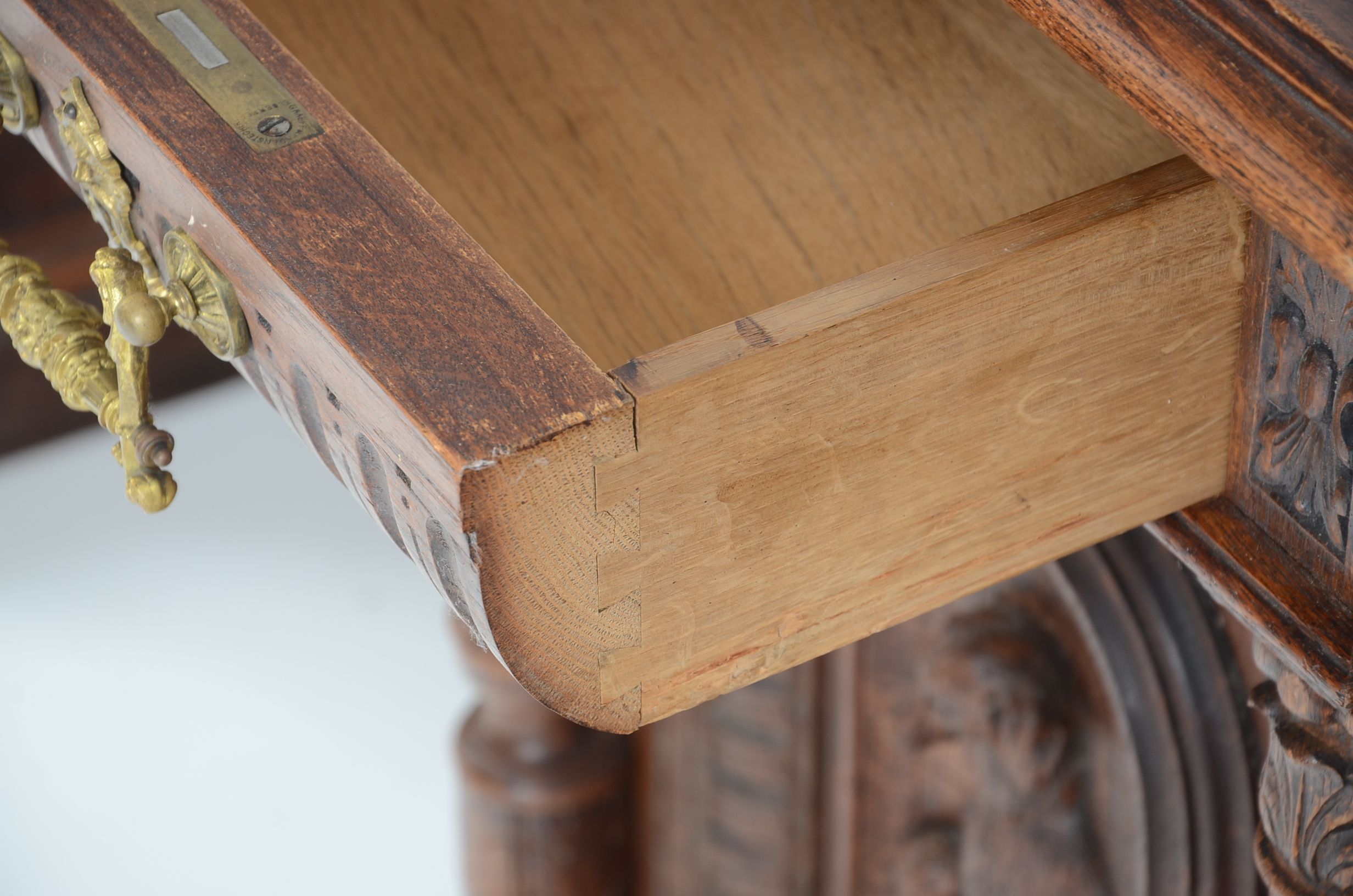 Renaissance Style Desk With Carved Dog Motif