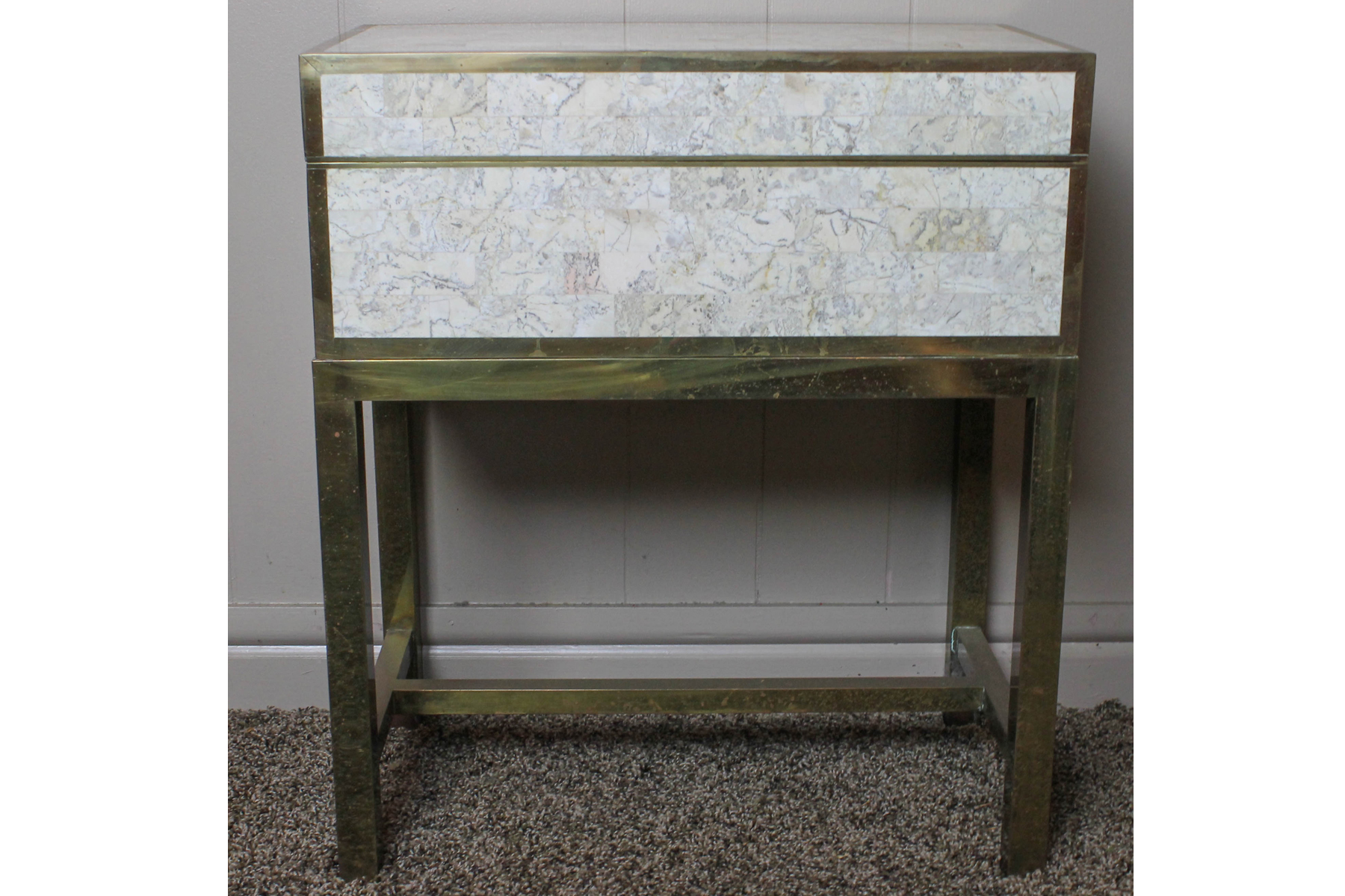 Vintage Storage Chest on Brass Stand