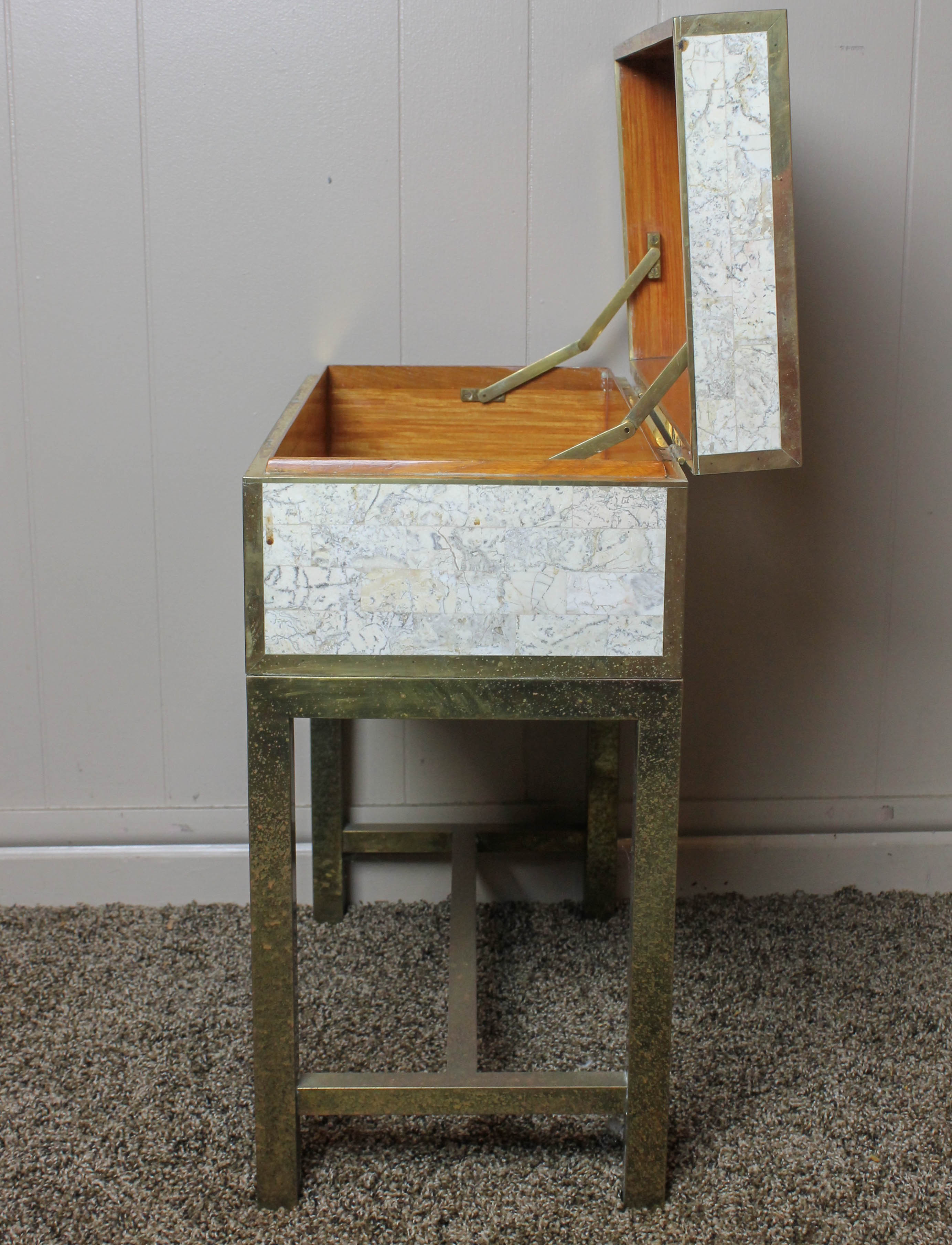 Vintage Storage Chest on Brass Stand