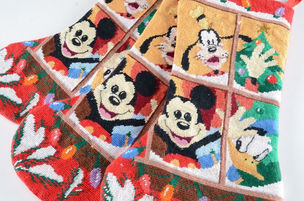 Collection of Disney Christmas Stocking and Stocking Holders