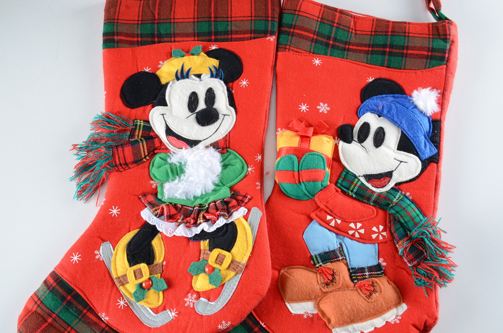Collection of Disney Christmas Stocking and Stocking Holders