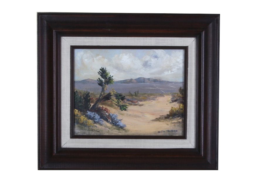 Original Dillie Thomas Desert Landscape Oil on Canvas