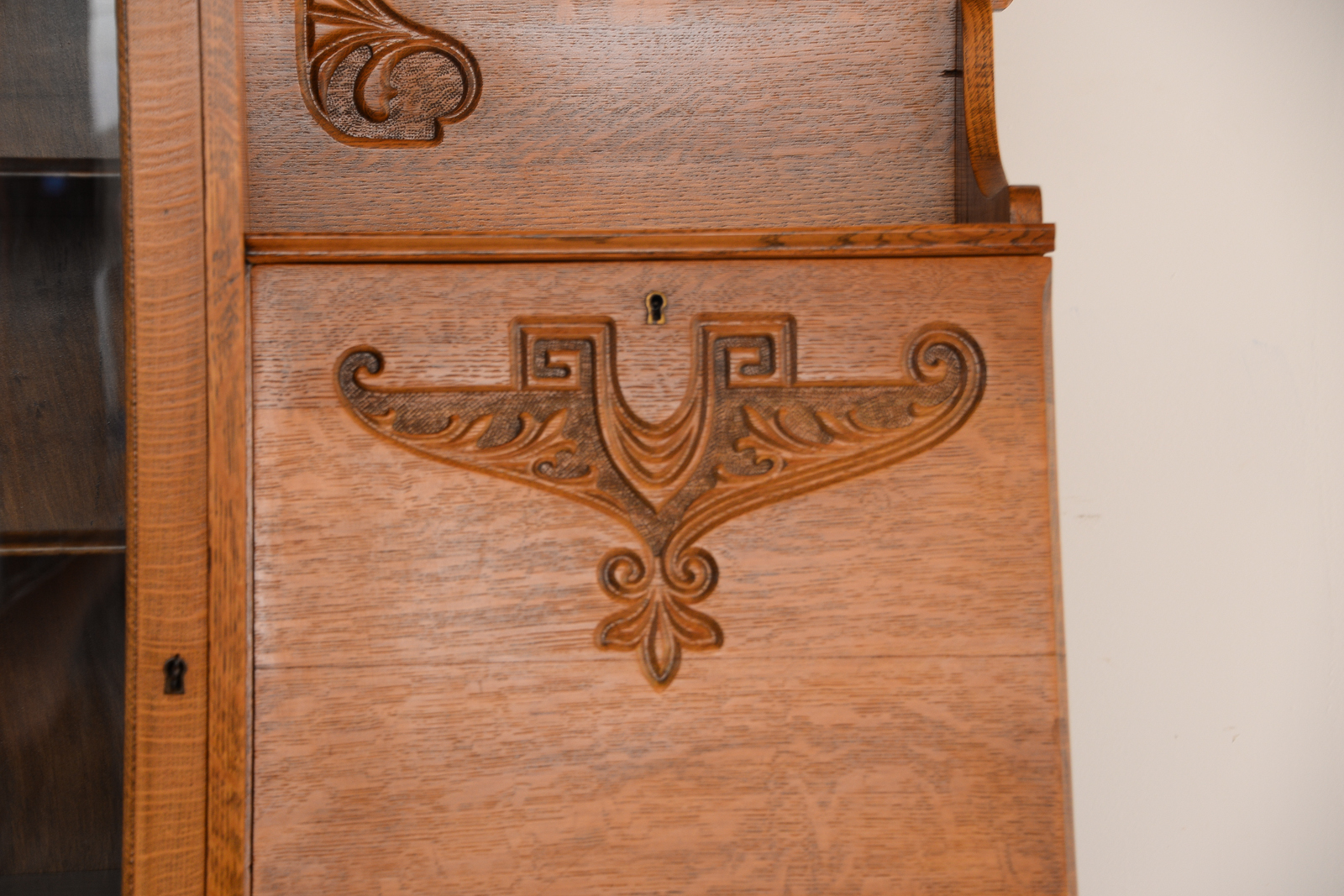 Antique Oak Side by Side Secretary Bookcase