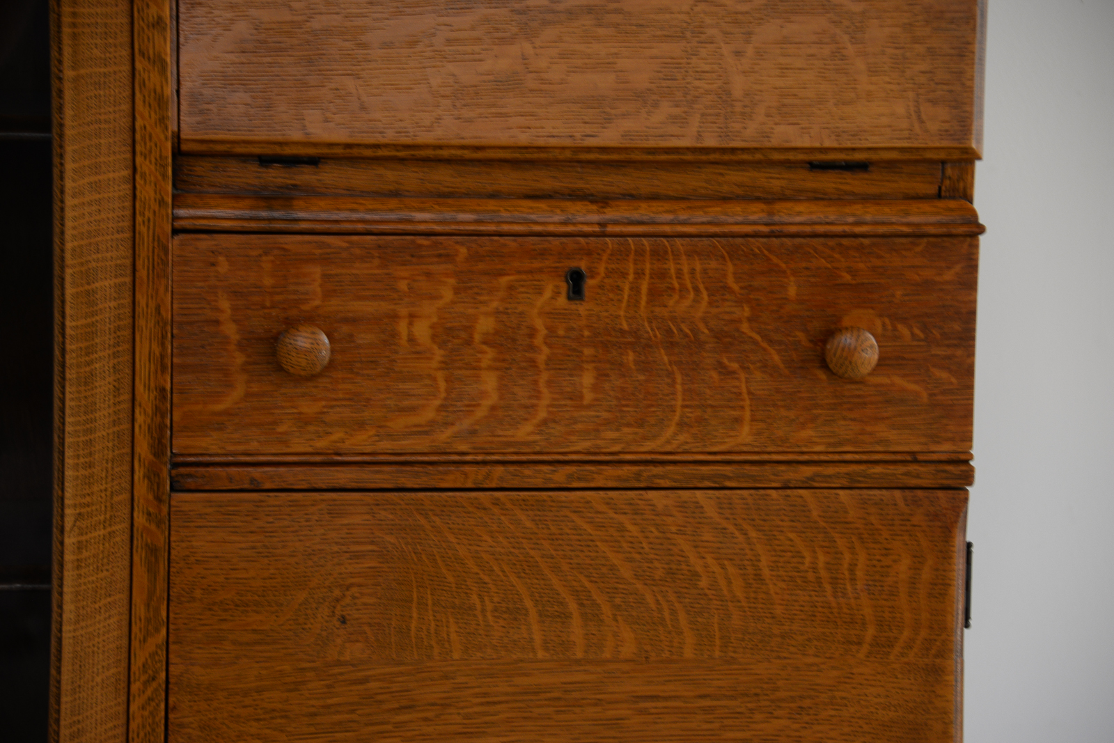 Antique Oak Side by Side Secretary Bookcase
