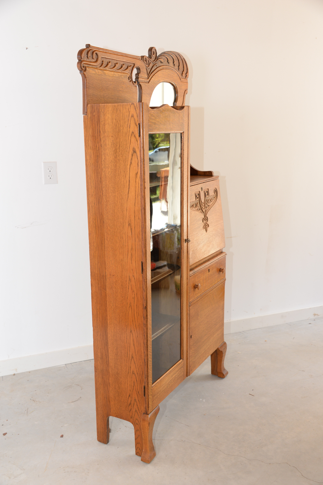 Antique Oak Side by Side Secretary Bookcase