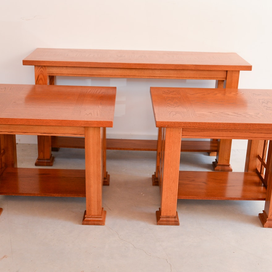 Two Mission Style End Tables and a Console Table