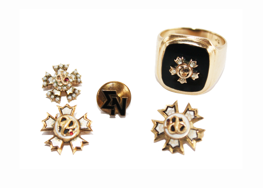 Vintage Fraternity 10K Gold Ring and Pins