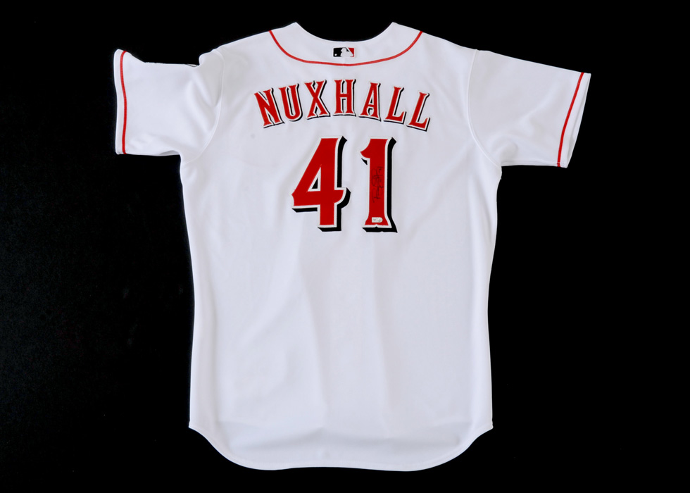 2008 Brandon Phillips Signed "Nuxhall"  Jersey  COA