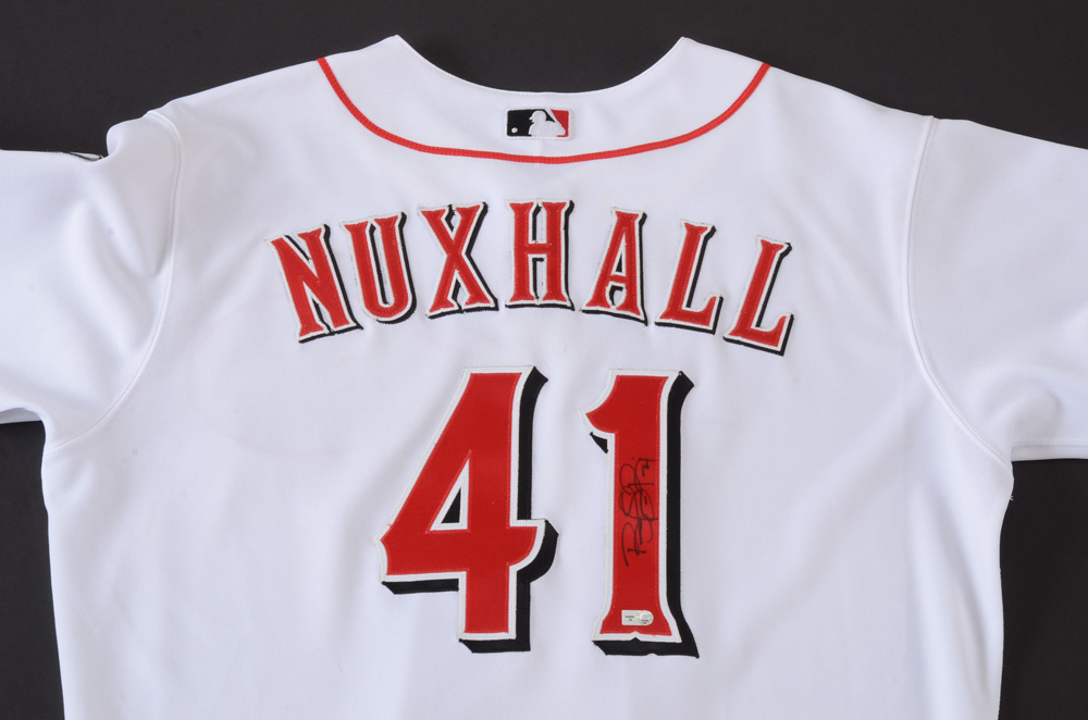 2008 Brandon Phillips Signed "Nuxhall"  Jersey  COA