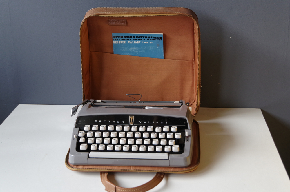 Mid Century Brother 'Valiant' Portable Typewriter with Case