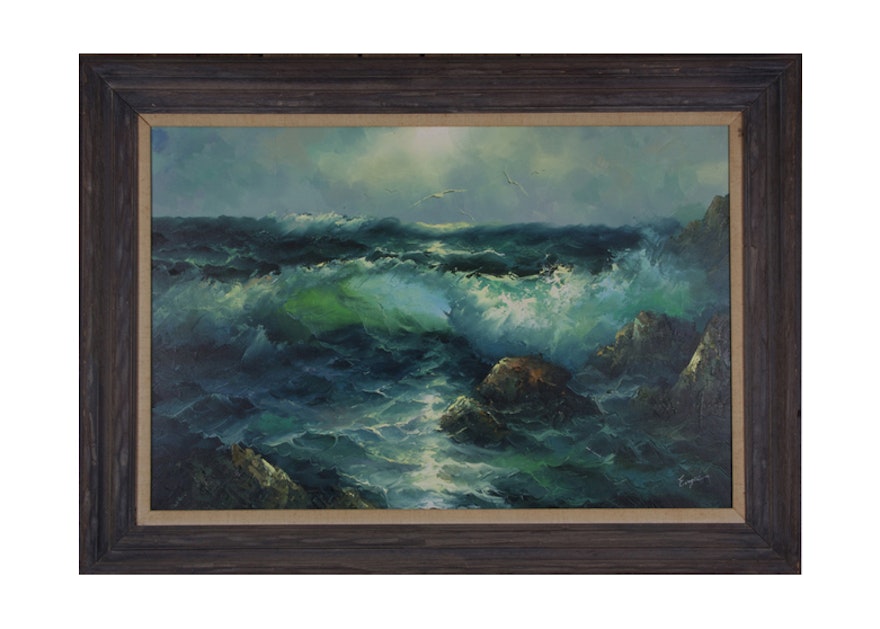 Original Engel Oil on Canvas Seascape