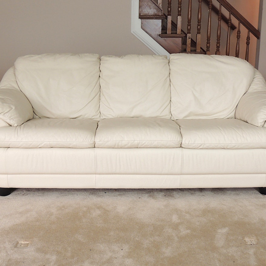 Off-White Leather Sofa
