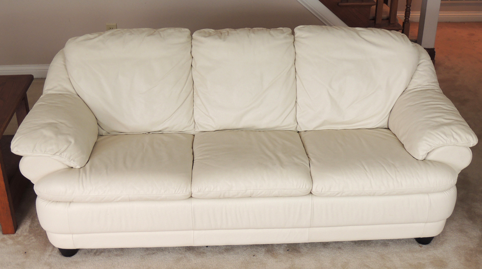 Off-White Leather Sofa